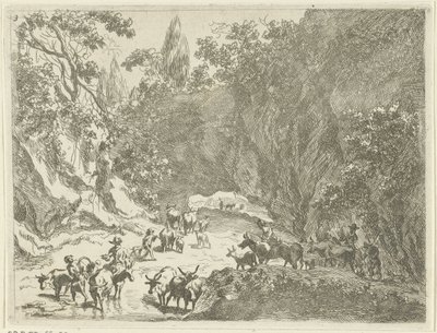 Berglandschaft mit Hirten und Vieh von Johannes Gronsveld