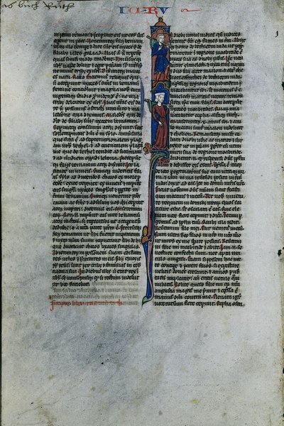 Initiale I mit Elimelech und Naomi: Blatt aus einer lateinischen Bibel, ca. 1250 von Johannes Grusch Atelier