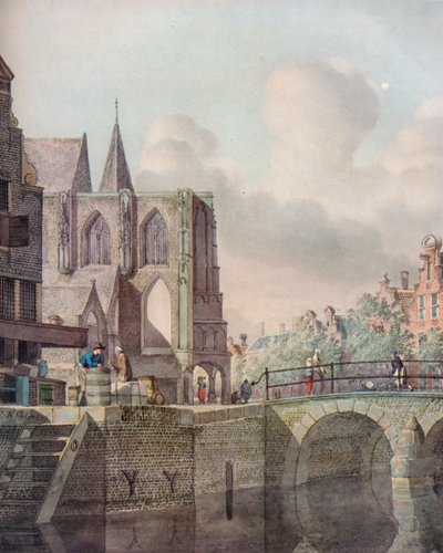 Kontinentale Flusslandschaft mit Brücke und Kirche, 18. Jahrhundert von Johannes Huibert Prins