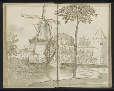 Delfter Mühle an der Spoorsingel von Johannes Huibert Prins