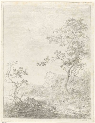 Berglandschaft mit Hirte und Vieh auf dem Weg von Johannes Janson