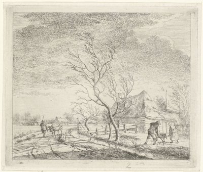 Landschaft mit Bauernhof und Acker (März, Die zwölf Monate) von Johannes Janson