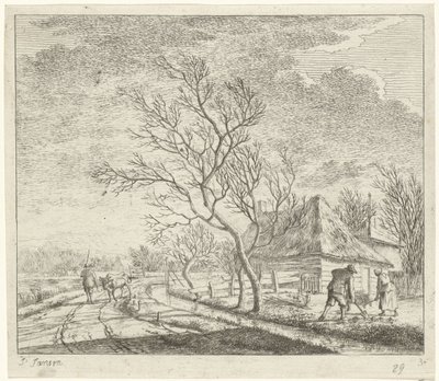 Landschaft mit Bauernhof und Acker von Johannes Janson