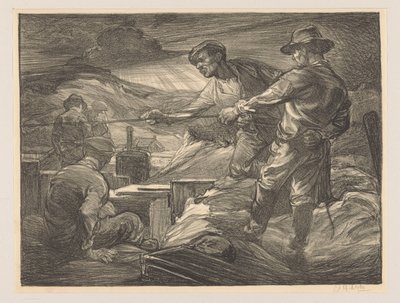 Arbeiter, die an einem Seil ziehen von Johannes Josephus Aarts (signed by artist)