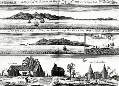 Ein Ausblick auf die Straße in der Bucht von Sierra Liona, eine Illustration aus Band 5 von Awnsham und John Churchills 