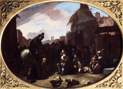 Bambocciata, Zahnzieher auf der Piazza Navona von Johannes Lingelbach
