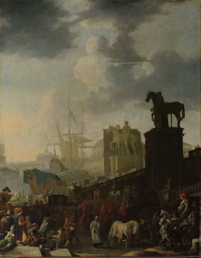 Der Aufstieg zum Kapitol mit dem Grauen Pferd des neu gewählten Papstes von Johannes Lingelbach