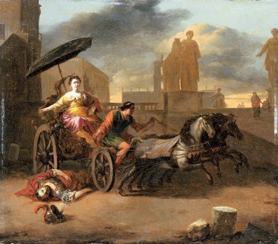 Der Tod von Servius Tullius mit Tullia in ihrem Streitwagen von Johannes Lingelbach