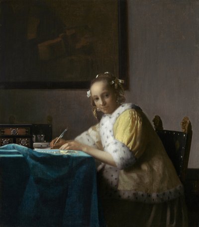 Eine Dame schreibt von Johannes Vermeer