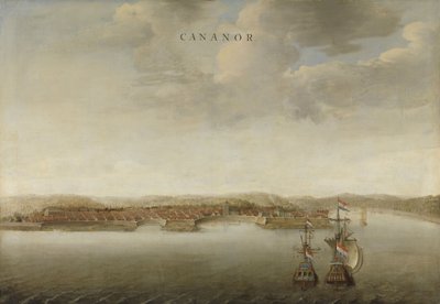 Ansicht von Cannanore an der Malabarküste in Indien, ca. 1662-3 von Johannes Vinckeboons