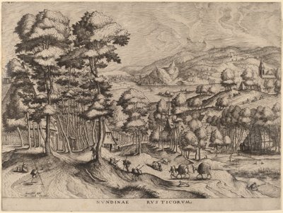 Nundinae Rusticorum (Bauernmarkt) von Johannes and Lucas van Doetechum after Pieter Bruegel the Elder