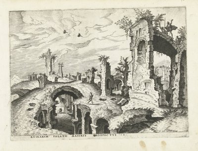 Ansicht der Ruinen auf dem Palatin von Johannes of Lucas van Doetechum (attributed to)