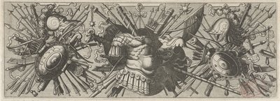 Panoplia. Fries mit römischen Waffen, unterer Teil von Johannes of Lucas van Doetechum