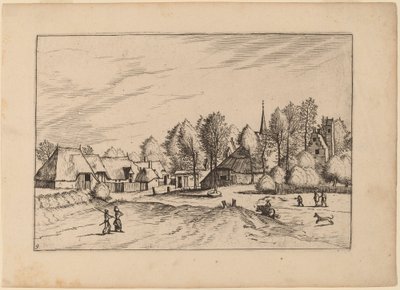 Dorf mit Kirchturm von Johannes van Doetechum, the Elder and Lucas