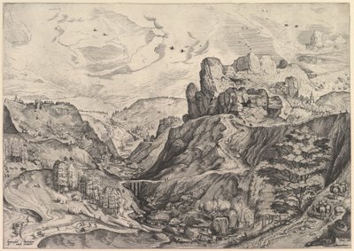 Alpenlandschaft mit tiefem Tal aus Die großen Landschaften, ca. 1555-56 von Johannes van Doetecum I