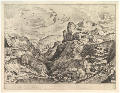 Alpenlandschaft mit einem tiefen Tal aus Die großen Landschaften, ca. 1555-56 von Johannes van Doetecum I