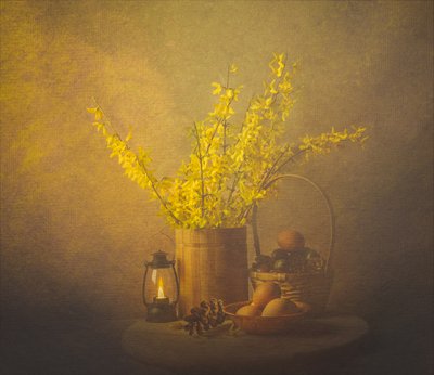 Goldenes Frühlings-Stillleben von John-Mei Zhong