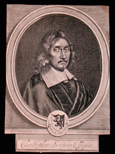 Porträt von Christopher Simpson (ca. 1605-69) von John (after) Carwarden