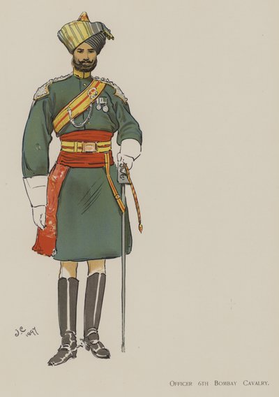 Offizier der 6. Bombay-Kavallerie (Farblithografie) von John (after) Charlton