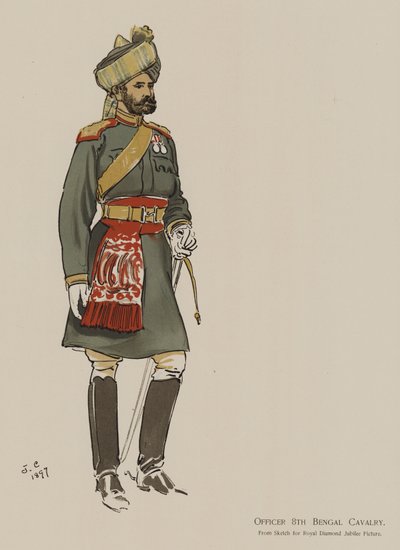 Offizier der 8. Bengalischen Kavallerie (Farblithografie) von John (after) Charlton
