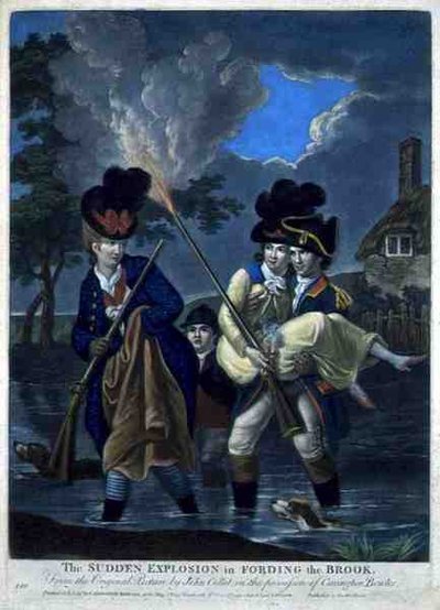Eine plötzliche Explosion beim Durchqueren des Baches (veröffentlicht von Carington Bowles) von John (after) Collet