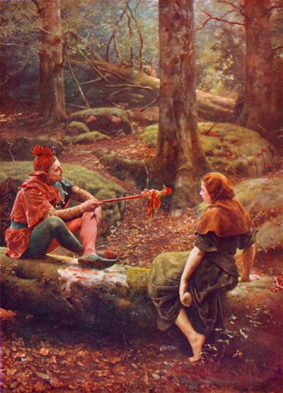 Shakespeare: Touchstone und Audrey im Wald von Arden, Wie es euch gefällt, Akt III, Szene 3 von John (after) Collier