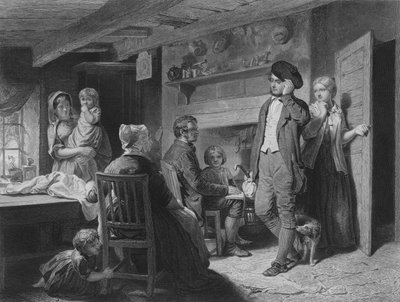 Illustration für Die Samstagabend des Cottars von Robert Burns, Verse VII und VIII von John (after) Faed