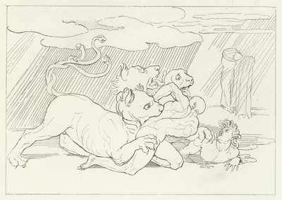 Cerberus, Inferno, Gesang 6 (Gravur) von John (after) Flaxman