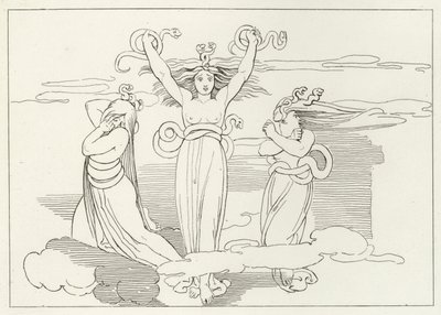 Die Furien, Inferno, Gesang 9 (Gravur) von John (after) Flaxman