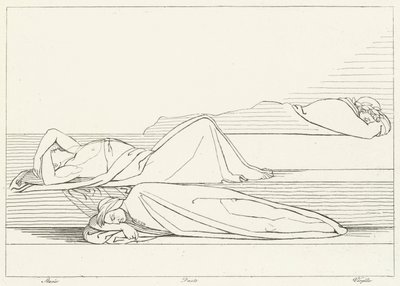 Die Dichter ruhen, Fegefeuer, Gesang 27 (Gravur) von John (after) Flaxman