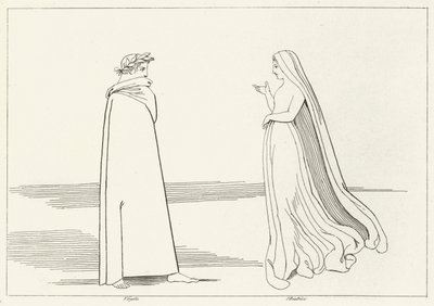 Virgil und Beatrice treffen sich, Inferno, Gesang 2 (Gravur) von John (after) Flaxman