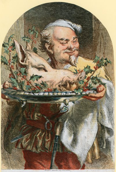 Das Hereinbringen des Eberkopfes (farbige Gravur) von John (after) Gilbert