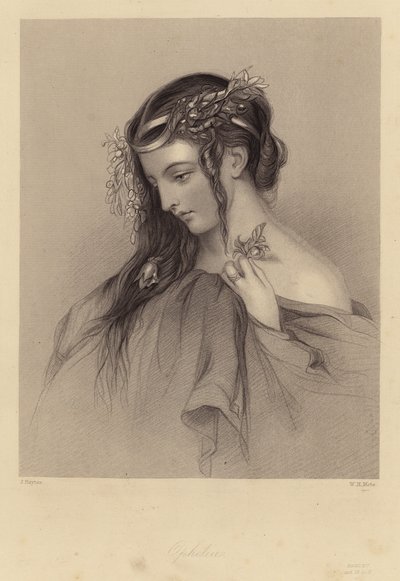 Shakespeare: Hamlet, Ophelia, Akt IV, Szene V (Gravur) von John (after) Hayter