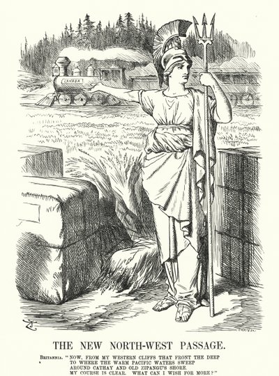 Die neue Nordwestpassage - die Canadian Pacific Railway (Stich) von John (after) Tenniel