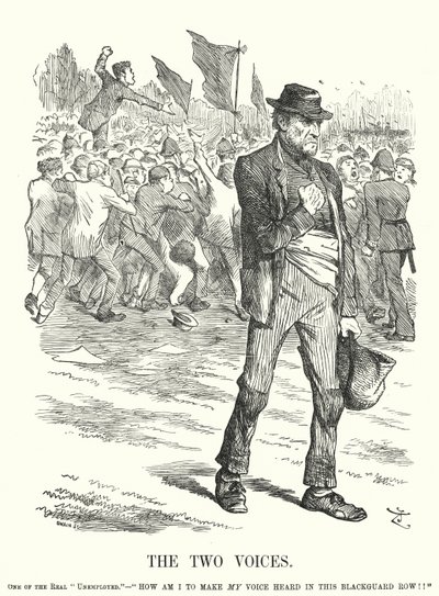 Die zwei Stimmen - Arbeitslosigkeit und soziale Unruhen im viktorianischen Großbritannien (Stich) von John (after) Tenniel