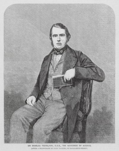 Sir Charles Trevelyan, britischer Kolonialverwalter (Gravur) von John (after) Watkins