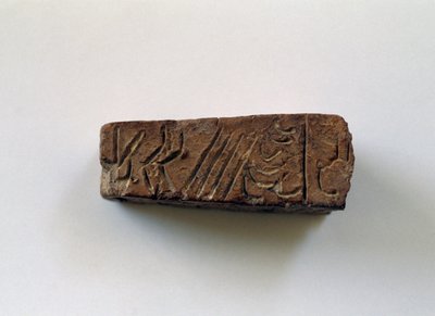 Stange mit Hieroglyphen aus dem ersten Palast von Knossos, Kreta, Griechenland, minoische Zivilisation von Walter Charles Mills