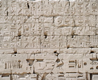 Ägypten, Luxor, Karnak, Großer Tempel des Amun, Große Säulenhalle, Detail der Außenwand von Walter Charles Mills