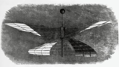Enrico Forlaninis Hubschrauber (1848-1930), Tintenzeichnung, Italien von Walter Charles Mills