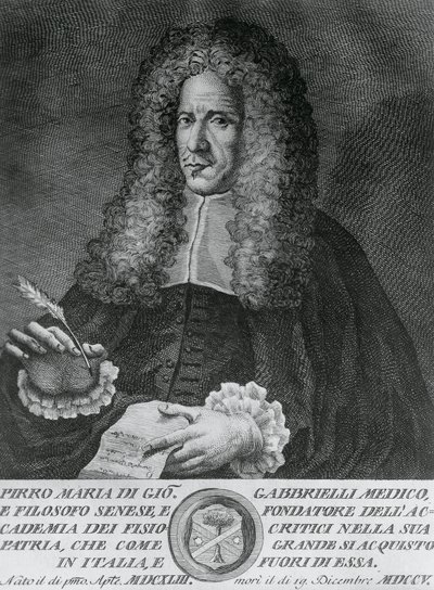 Porträt von Pirro Maria Gabbrielli (1643-1705), italienischer Philosoph und Professor für theoretische Medizin und Botanik, Gravur von Cosimo Zocchi (aktiv 1740-ca. 1787) von Walter Charles Mills