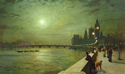 Reflexionen auf der Themse, Westminster von John Atkinson Grimshaw