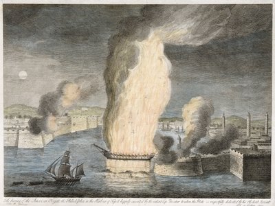 Das Brennen der amerikanischen Fregatte Philadelphia im Hafen von Tripolis, 1805 von John B. Guerazzi