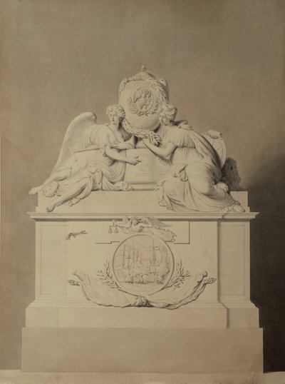 Entwurf für das Denkmal für Kapitäne Harvey und Hutt in der Westminster Abbey, um 1804 von John Bacon