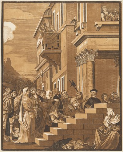 Darstellung der Jungfrau im Tempel (Mittelteil) von John Baptist Jackson after Titian