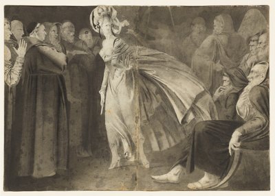 Frau unter den Mönchen stehend (recto) von John Brown