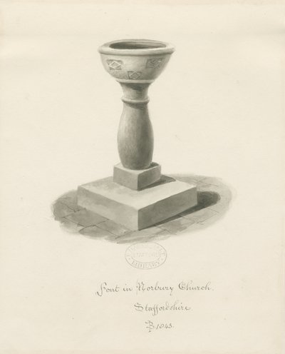Taufbecken in der Norbury Kirche von John Buckler