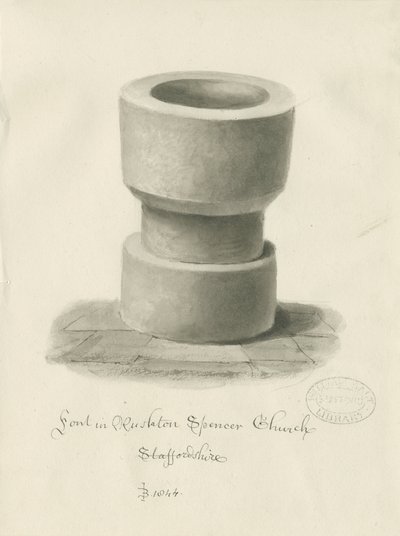Taufbecken in der Kirche von Rushton Spencer von John Buckler