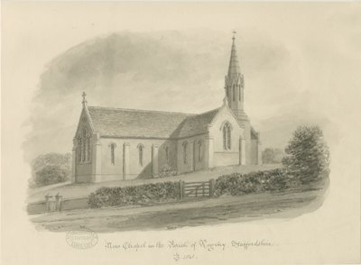 Rugeley - Brereton Kapelle: [St. Michaels Kirche, Brereton] Sepiazeichnung, 1841 von John Buckler