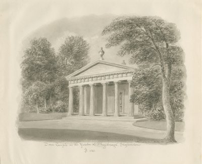 Shugborough - Dorischer Tempel: Sepiazeichnung, 1842 von John Buckler