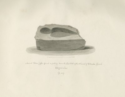 Standon Kirche: Alter Steinsarg: Sepiazeichnung, 1847 von John Buckler